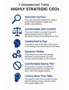 7 Unexpected Traits Highly Strategic CEOs. Long description below.