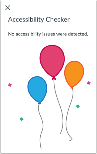 Accessibility Checker showing no issues remaining.
