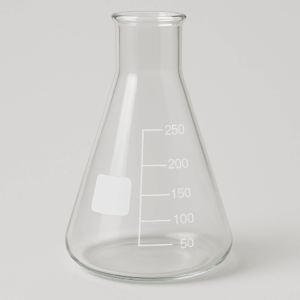 Shows an Erlenmeyer flask.