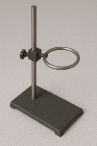 Shows a ring stand with ring.