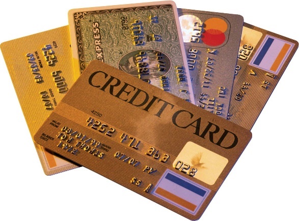 Stack of credit cards in various colors representing payment methods