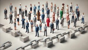 Depicting a diverse group of people representing various professions and cultures, symbolizing teamwork and connectivity.